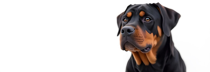 Disciplined Rottweiler Obeying Sit Command Confident Working Dog