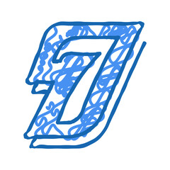 seventh number icon doodle illustration