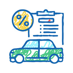 buy car loan icon doodle illustration