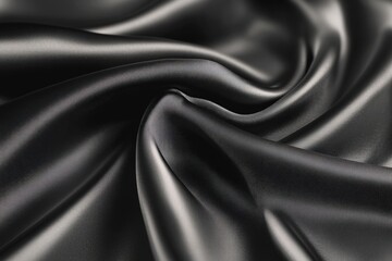Fototapeta premium Smooth black satin fabric designed for elegant fashion and interior decor projects in natural light