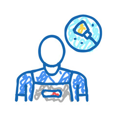 cleaning service worker icon doodle illustration