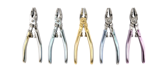 Set of Pliers in Five Different Poses Against Transparent Background for Tool Branding, Workshop Illustrations, or DIY Equipment Projects
