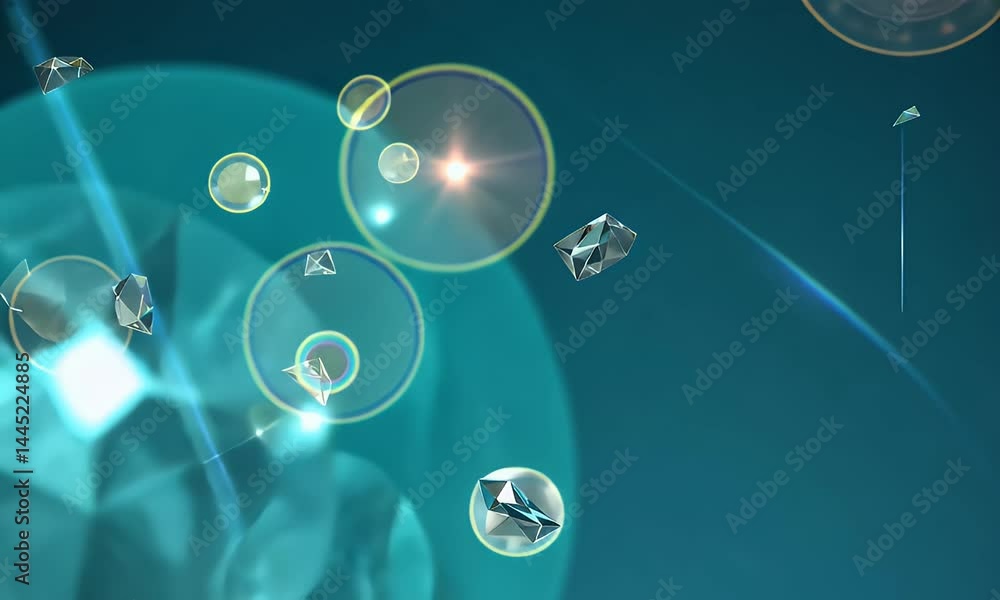 Poster abstract ethereal design with sparkling gems and light effects