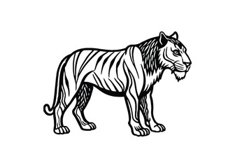 Naklejka premium Silhouette of smilodon isolated on a white background