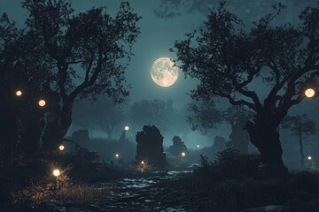 Mysterious moonlit forest path (1)