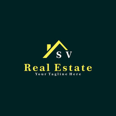 Fototapeta premium SV Initials Real Estate Logo Vector Art Icons and Graphics
