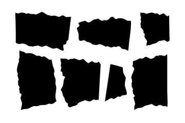 Set of ripped paper silhouette shapes. Each piece features irregular, torn edges that mimic realistic paper tears. Great for collage designs, scrapbooking, or graphic compositions with a grunge or vin