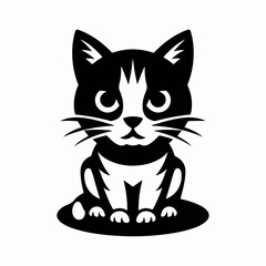 Fototapeta premium Minimalist Cat Outline Icon – Clean Black and White Vector Design