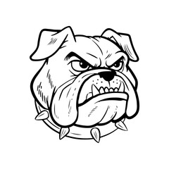 Illustration of bulldog head. Design element for logo, label, sign. Vector illustration