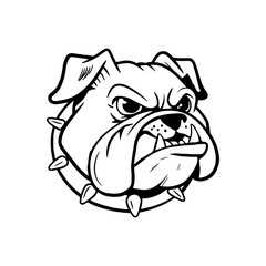 Illustration of bulldog head. Design element for logo, label, sign. Vector illustration