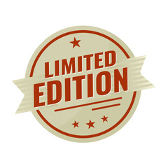 Limited Edition – beige and red vintage sticker, retro badge – vector illustration