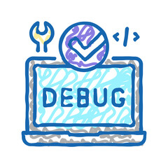 laptop debug fixed icon doodle illustration
