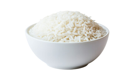 Fresh Tasty Rice in White Bowl on White Background for Culinary Concepts and Food Presentations