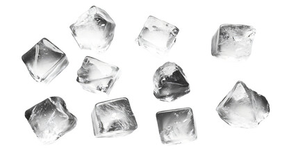 Naklejka premium Crystal Clear Ice Cubes Isolated on White Background for Design Projects