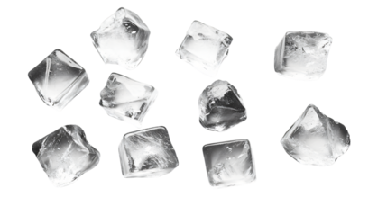 Crystal Clear Ice Cubes Isolated on White Background for Design Projects