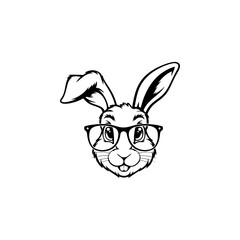Illustration of rabbit head. Design element for logo, label, sign. Vector illustration