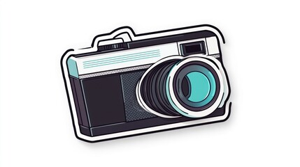 Retro camera illustration, graphic design, sticker design, vintage photo equipment