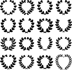 Set of floral wreath in vintage style. Design element for decorations. Vector illustration