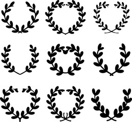 Set of floral wreath in vintage style. Design element for decorations. Vector illustration