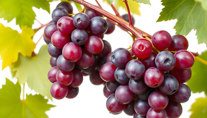 Fototapeta premium Red grapes isolated on transparent png. with white shades