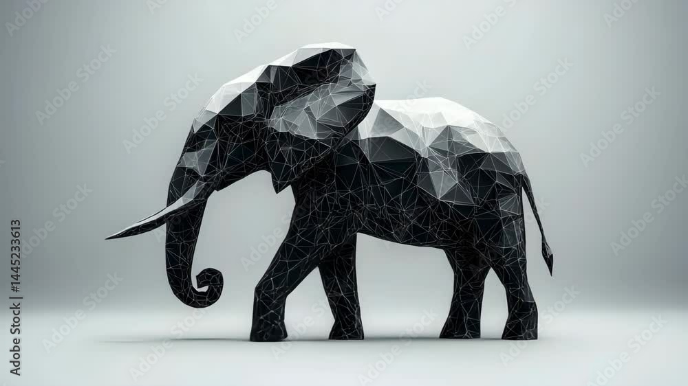 Aufkleber abstract geometric elephant created from colorful triangles in a modern artistic style