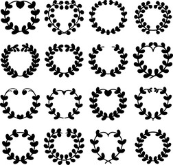 Set of floral wreath in vintage style. Design element for decorations. Vector illustration