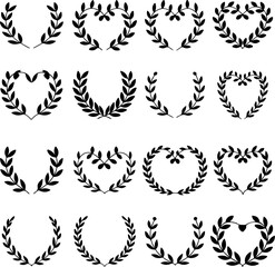 Fototapeta premium Set of floral wreath in vintage style. Design element for decorations. Vector illustration