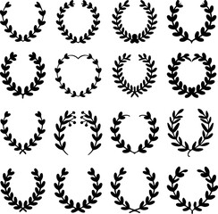 Set of floral wreath in vintage style. Design element for decorations. Vector illustration