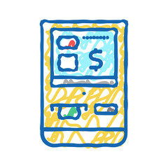multifunctional pos terminal icon doodle illustration