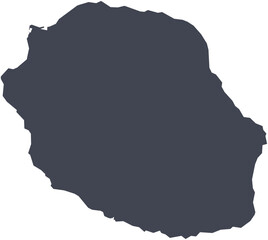 Vector map of Réunion with clearly defined regions and island outline. Dark color scheme with white contours. Perfect for educational, infographic, and professional use.

