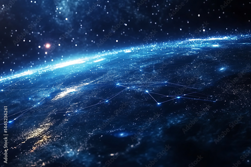 Canvas Prints planet earth in space , binary code technology , glowing sphere on black background