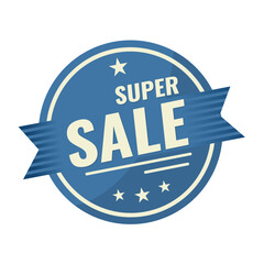 Obraz premium Super Sale – blue vintage sticker, retro badge – vector illustration
