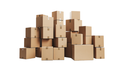 Warehouse Stacked Cardboard Boxes Ready for Shipping