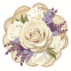 A bouquet featuring white and lavender roses arranged elegantly.