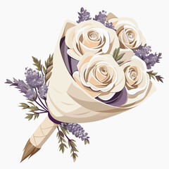 A bouquet featuring white and lavender roses arranged elegantly.