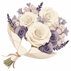 A bouquet featuring white and lavender roses arranged elegantly.