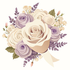 A bouquet featuring white and lavender roses arranged elegantly.