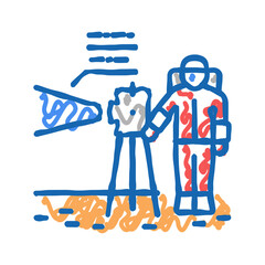 astronaut working with measuring equipment icon doodle illustration