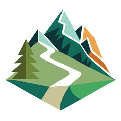 Geometric mountain trail art on white background vector illustration © Creative Shayful GFX
