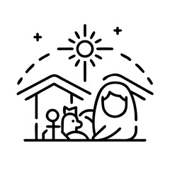 Nativity Scene with Mother and Child Under the Sun  