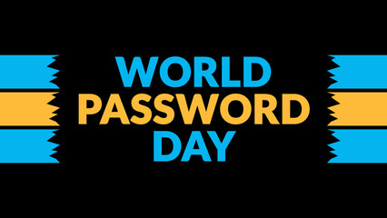 World Password Day text with side lines on a black background. 