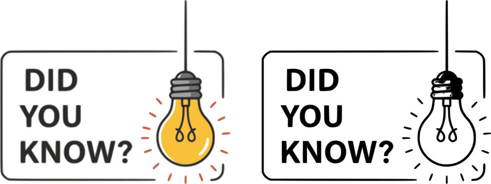 did you know with hanging bulb. flat stroke trendy modern minimal logo graphic, vector set silhouette