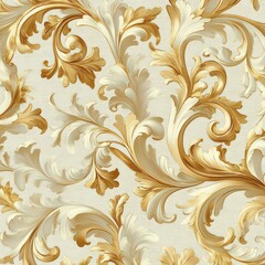 Elegant Vintage Floral Pattern in Gold and Cream Tones
