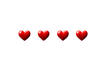 Red 3D Heart Icons PNG – Romantic Love Symbols for Valentine's Day, Wedding Designs, Greeting Cards, and Emotional Expressions