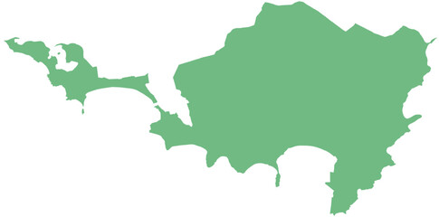 Vector map of Sint Maarten with clearly defined island borders and country outline. Green color scheme with white contours. Perfect for educational, infographic, and professional use.