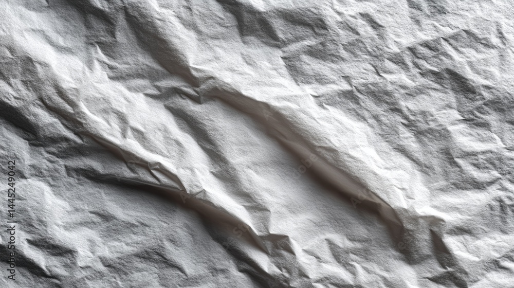 Poster soft creases and folds create an engaging interplay of light and shadow on this bleached white paper