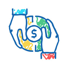 investor money icon doodle illustration