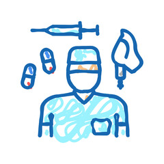 anesthesiologist anesthesia tool and drug icon doodle illustration