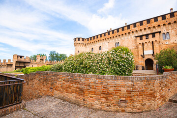View of the castle in the historic town of Gradara in Italy. Tourist destination in Italy.