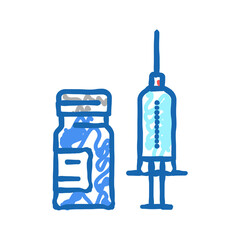 syringe anesthesia and ampoule icon doodle illustration
